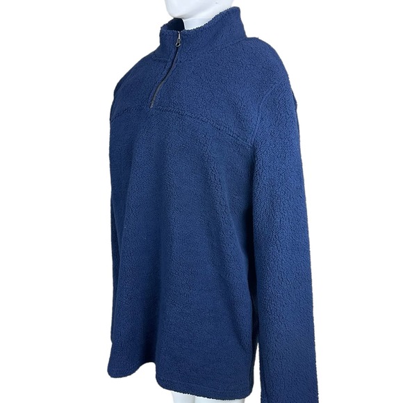 Wallin and Bros 2XL Navy Faux shearling 1/4 zip pullover sweater - Picture 2 of 6